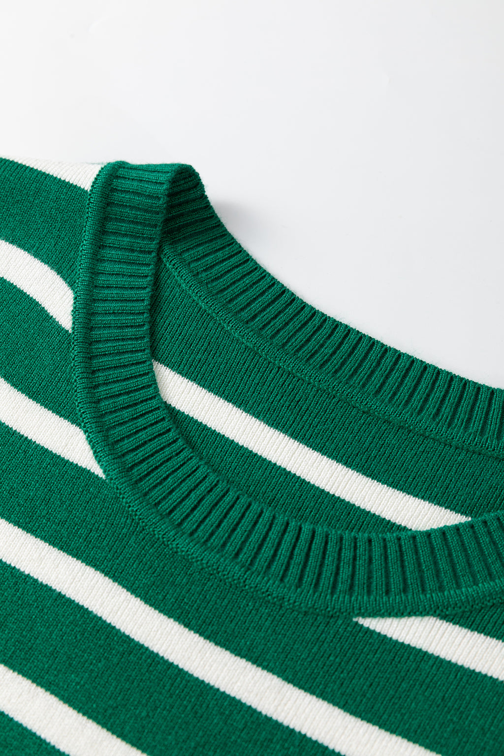 Green Stripe Crew Neck Sleeveless Sweater Vest