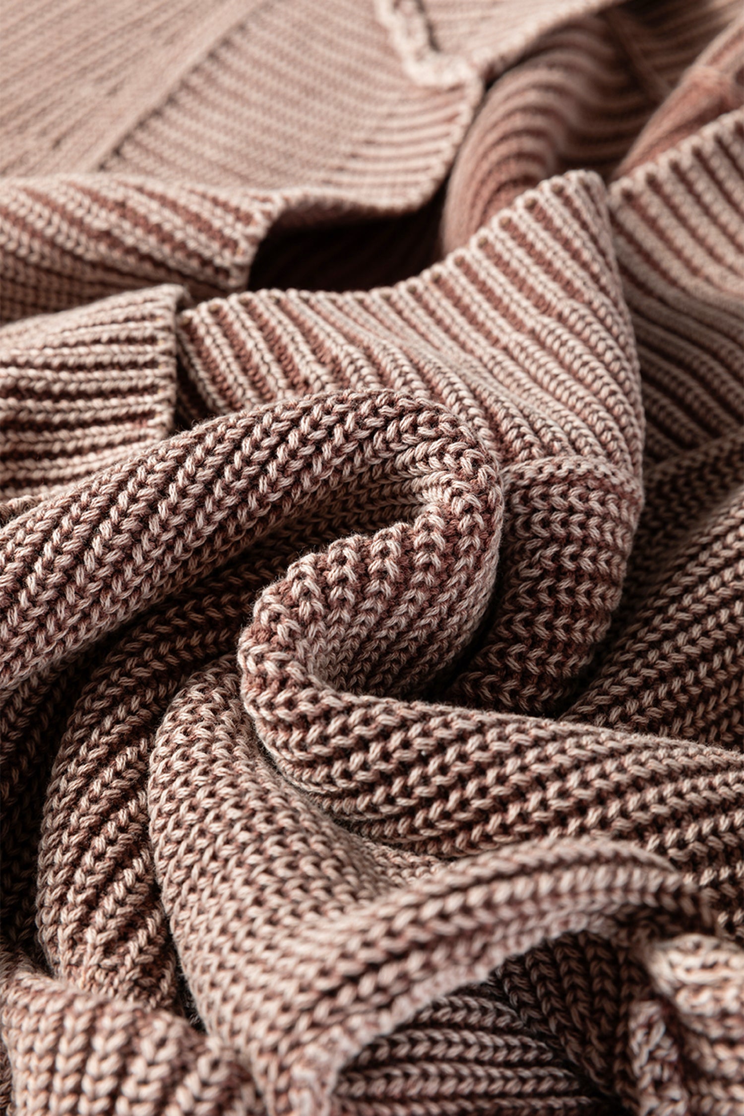 Dark Brown Mineral Wash Exposed Seam Patchwork Knit Open Sweater Cardigan