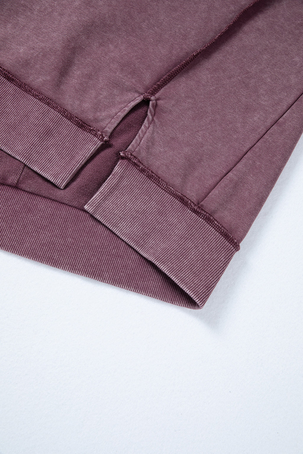 Valerian Mineral Wash Exposed Seam Side Slit Sweatshirt