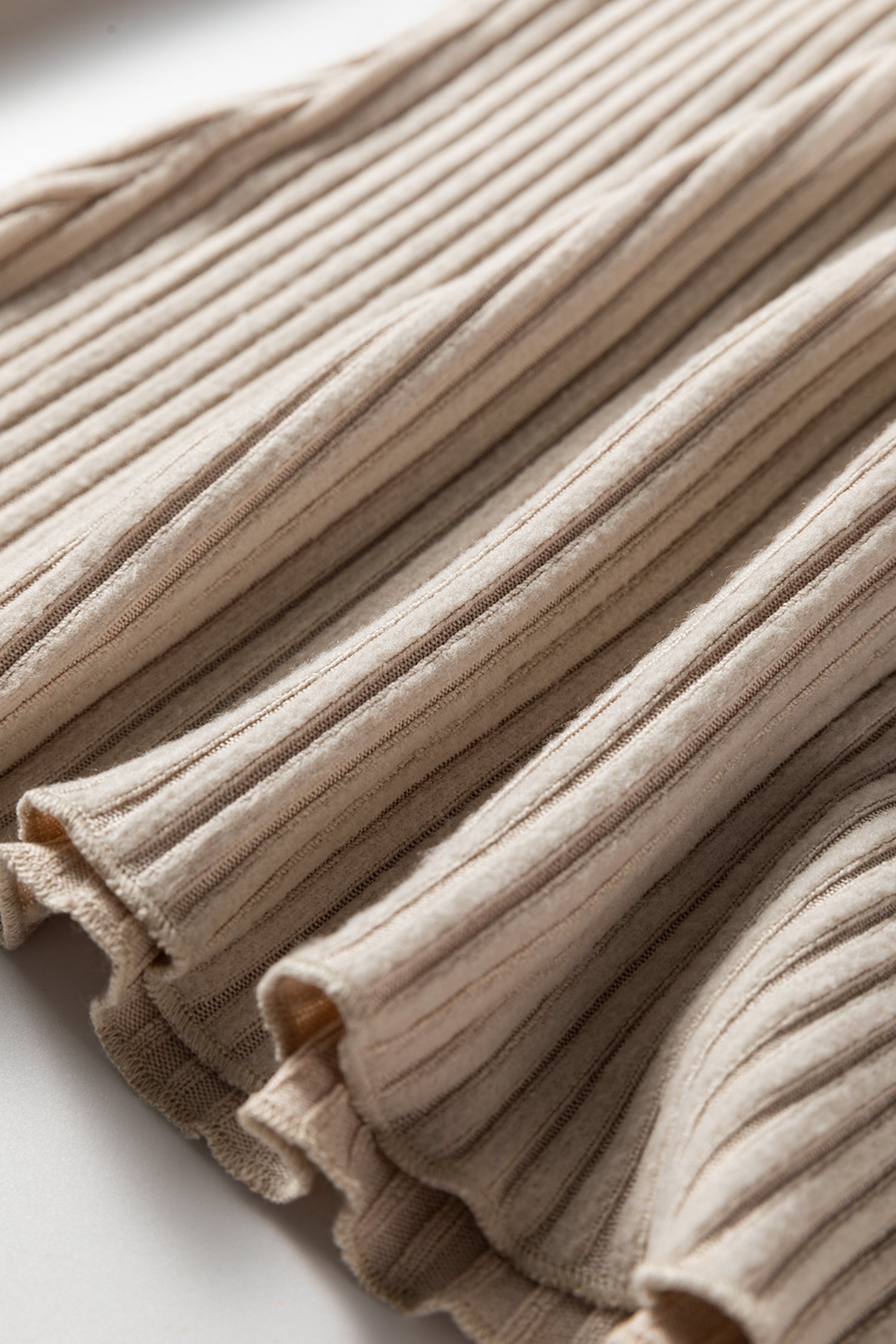 Black Lace Neckline Button Decor Lettuce Edge Long Sleeve Ribbed Top