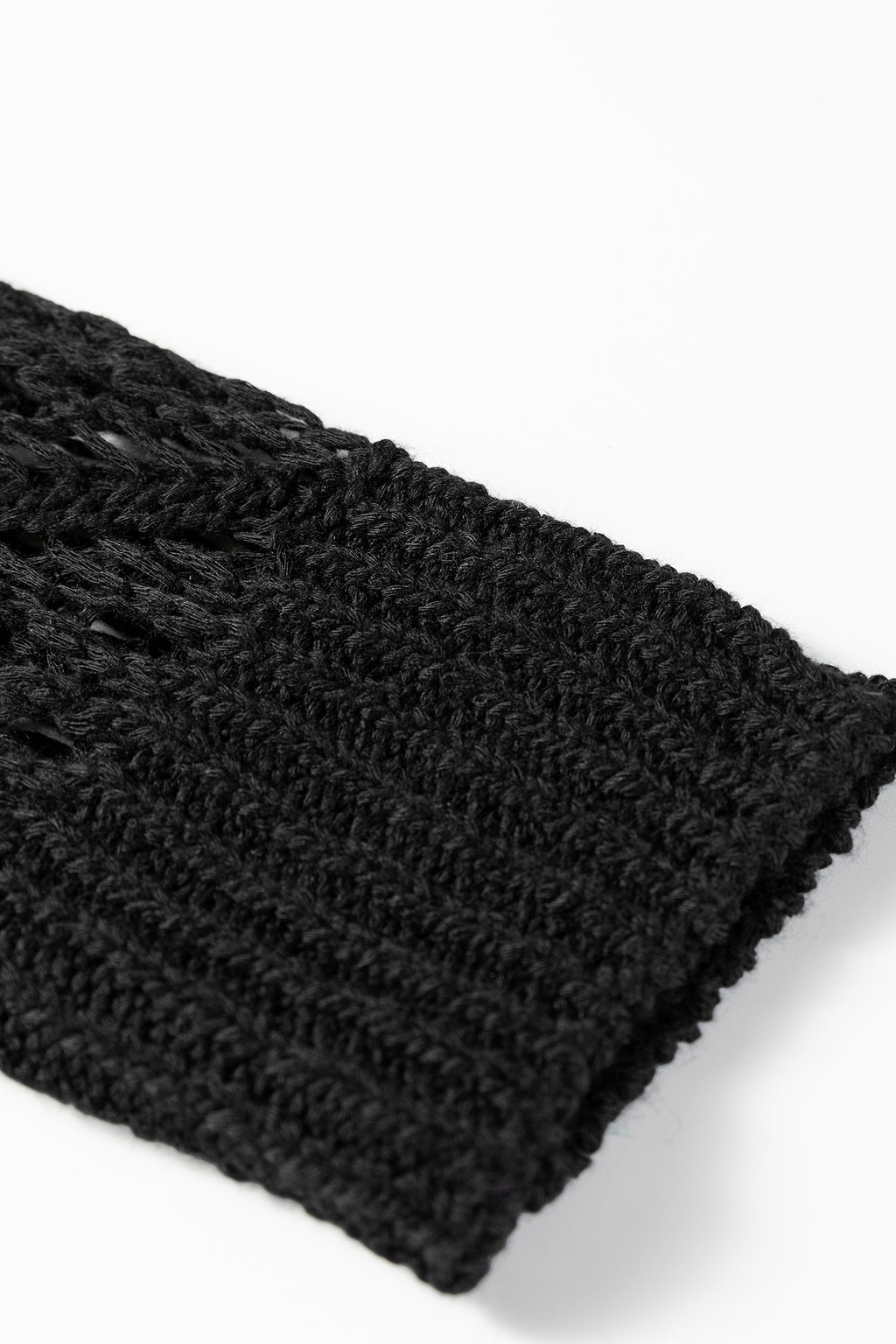 Jet Stream Solid V Neck Pointelle Knit Sleeve Patchwork Sweater