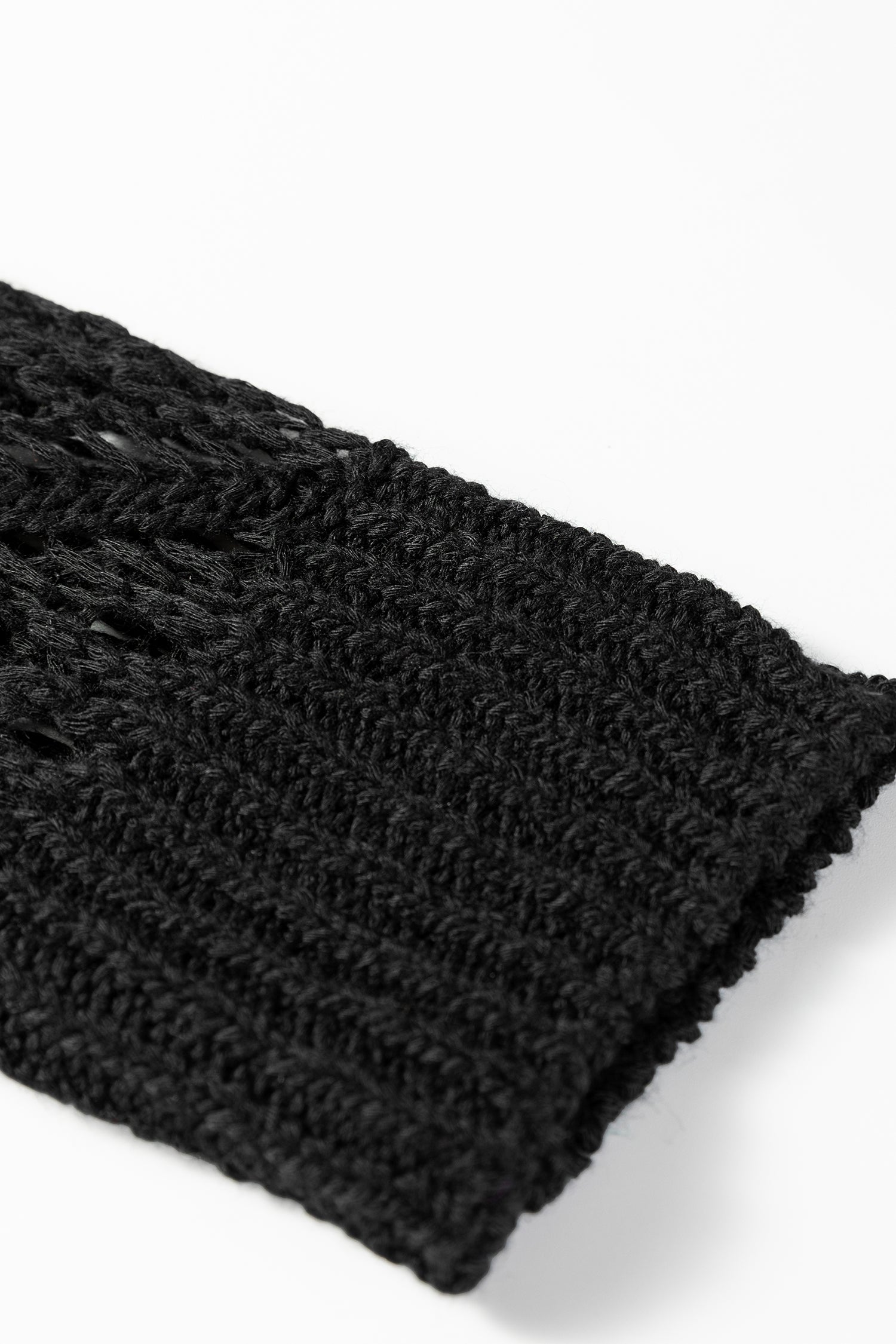 Jet Stream Solid V Neck Pointelle Knit Sleeve Patchwork Sweater