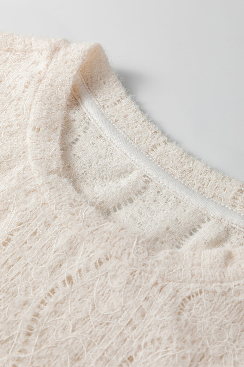 Jet Stream Semi Sheer Lace Long Sleeve Cropped Top