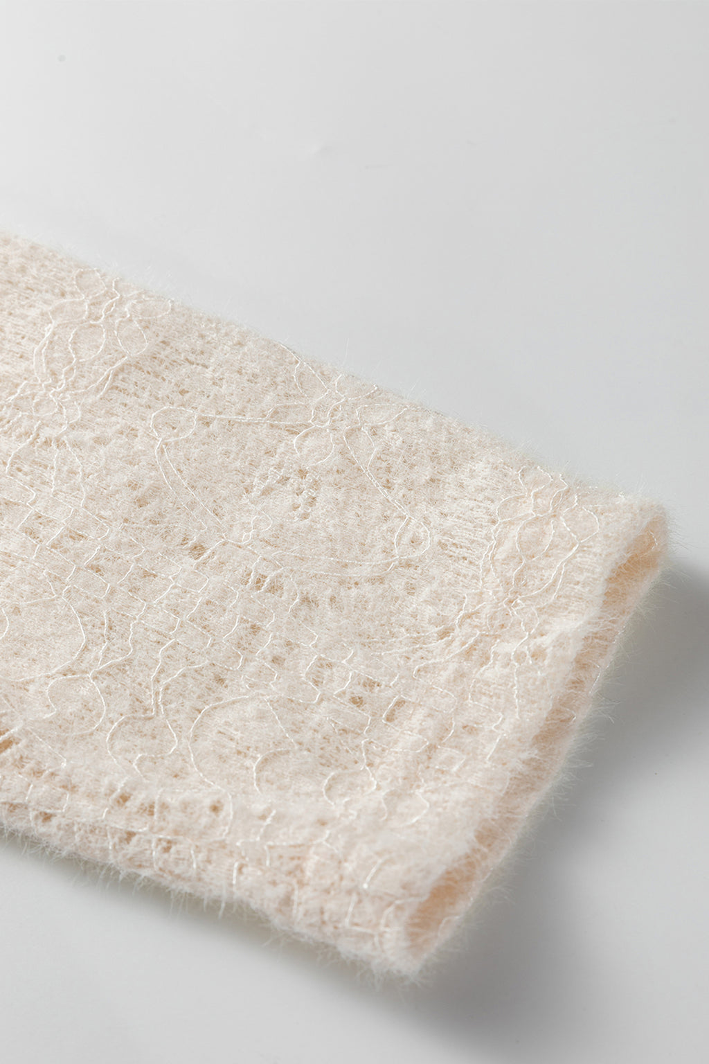 Jet Stream Semi Sheer Lace Long Sleeve Cropped Top