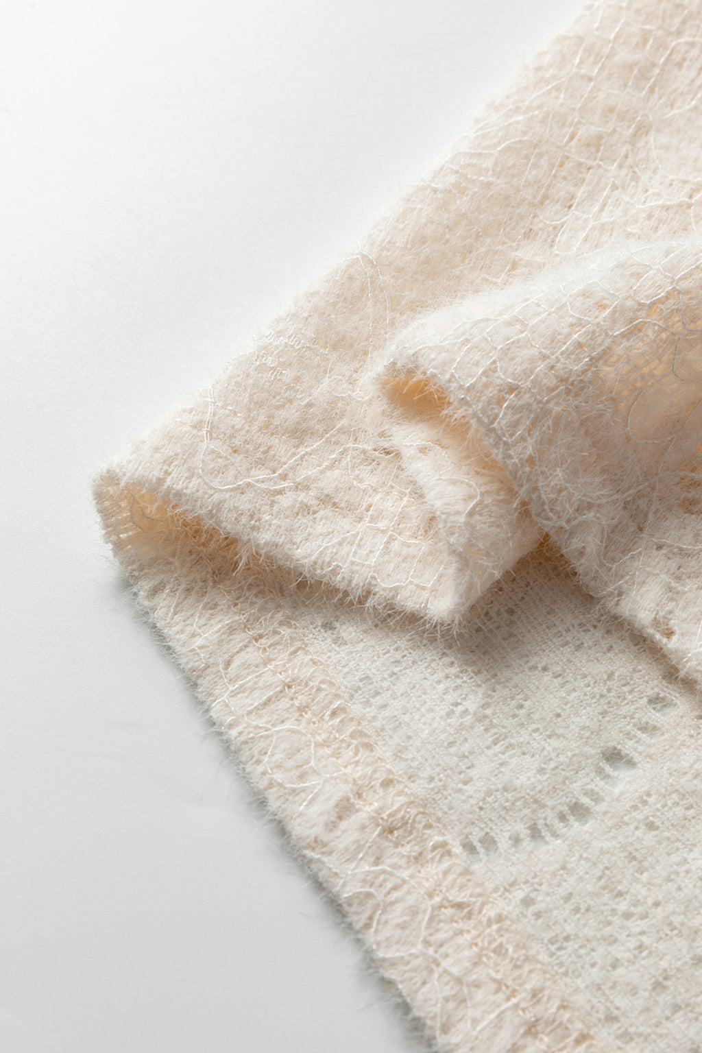 Jet Stream Semi Sheer Lace Long Sleeve Cropped Top