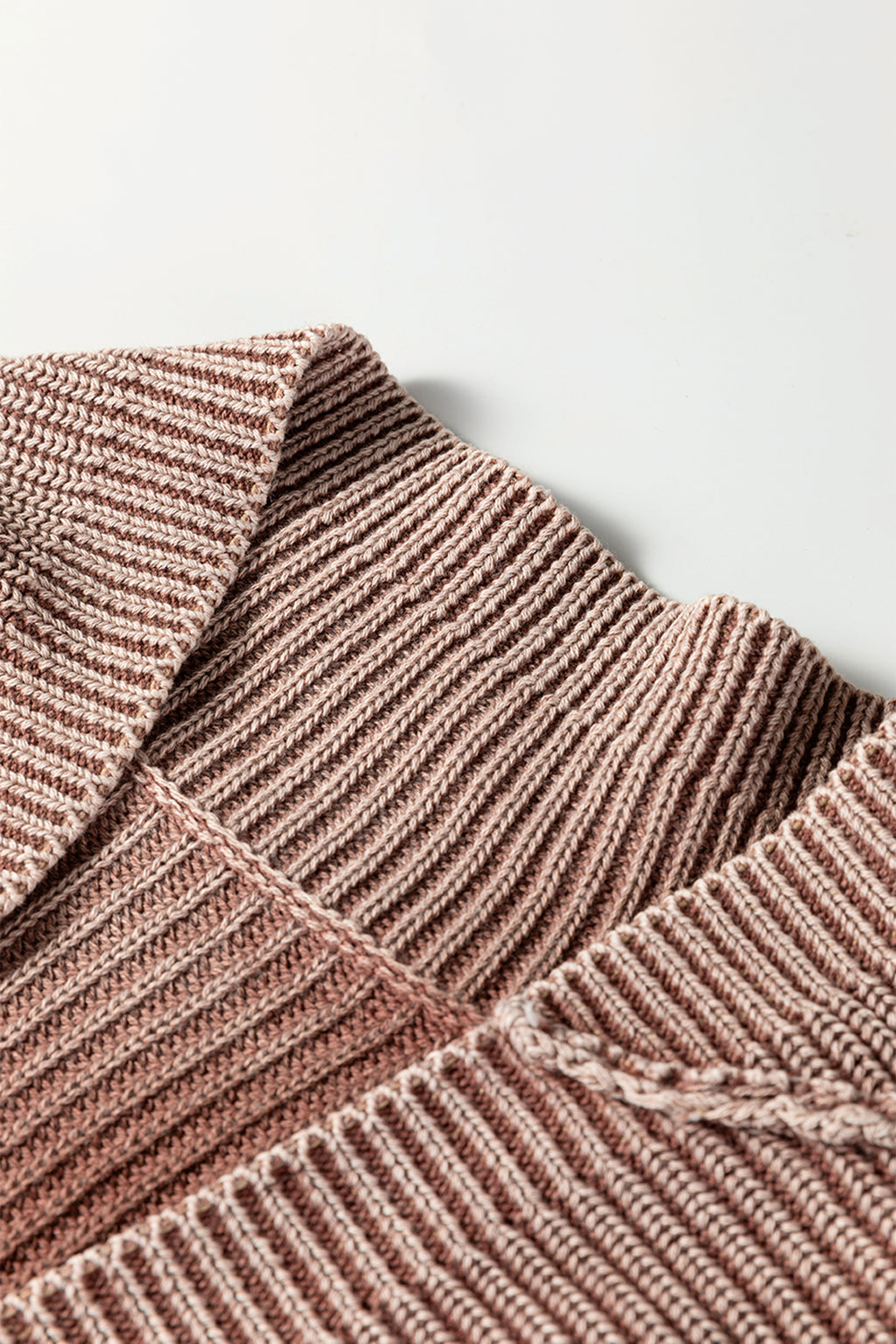 Dark Brown Mineral Wash Exposed Seam Patchwork Knit Open Sweater Cardigan