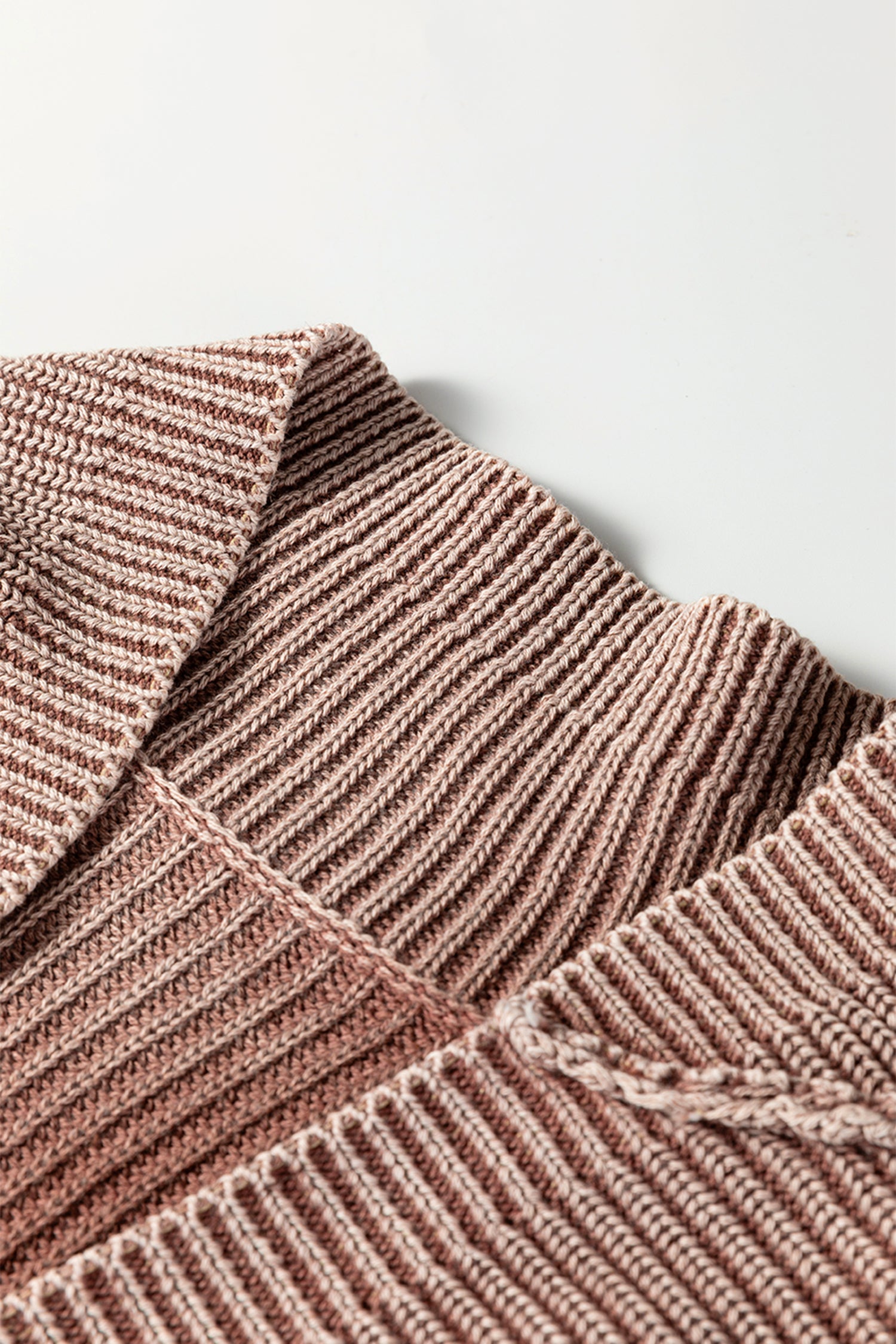 Dark Brown Mineral Wash Exposed Seam Patchwork Knit Open Sweater Cardigan