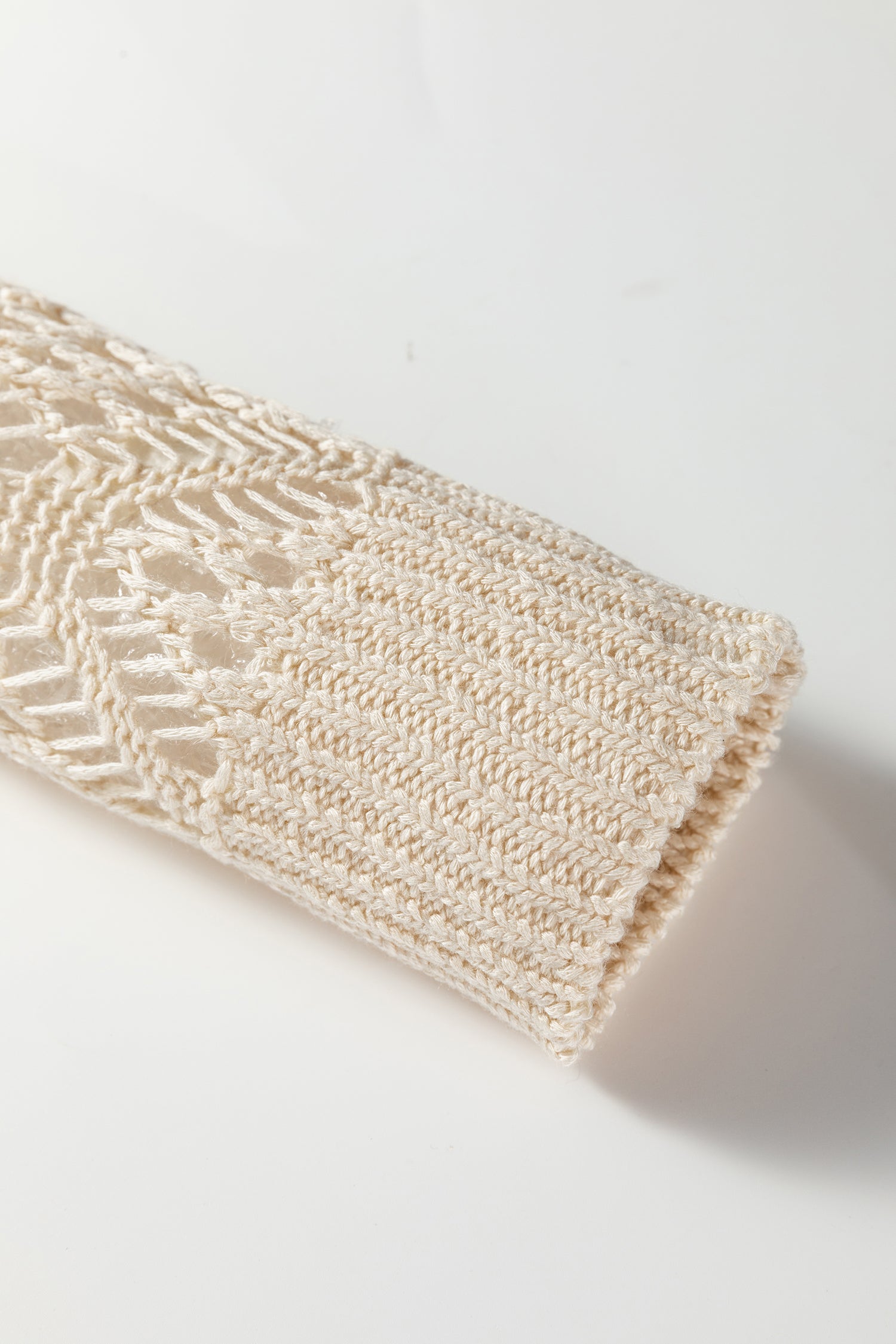 Jet Stream Solid V Neck Pointelle Knit Sleeve Patchwork Sweater