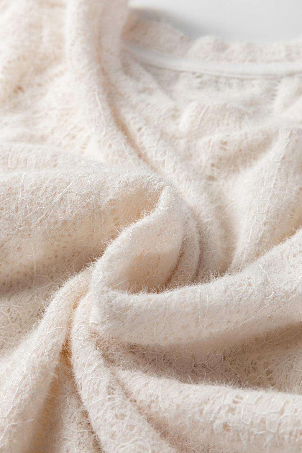 Jet Stream Semi Sheer Lace Long Sleeve Cropped Top